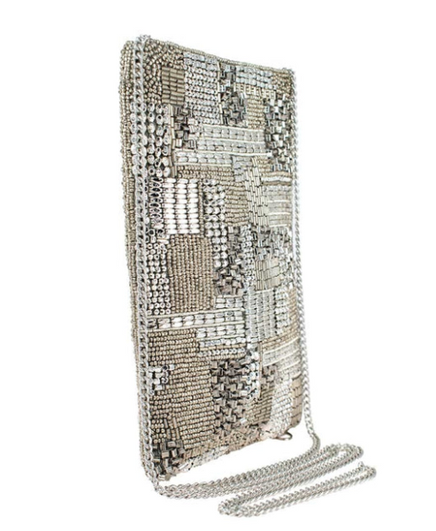 Mary Frances Silver Maze Crossbody Phone Bag