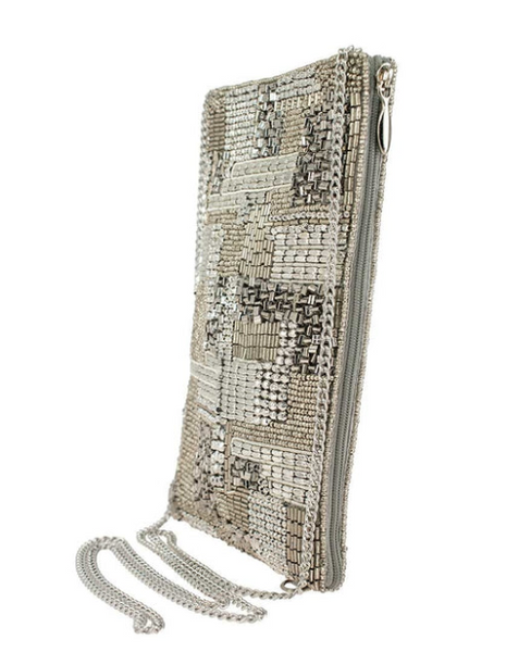 Mary Frances Silver Maze Crossbody Phone Bag