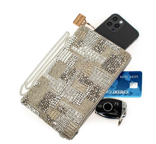 Mary Frances Silver Maze Crossbody Phone Bag