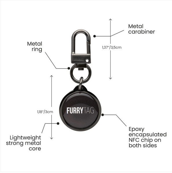 Furry Tag QR Code Pet ID Tag Black Description