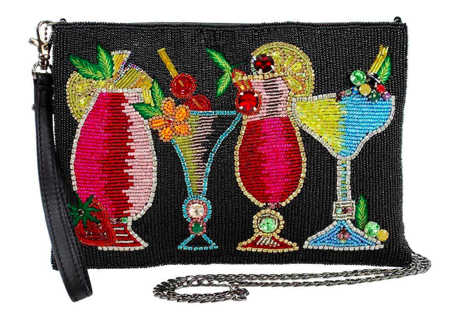 Mary Frances Drinks on Me Embellished Leather Cocktail Theme Handbag