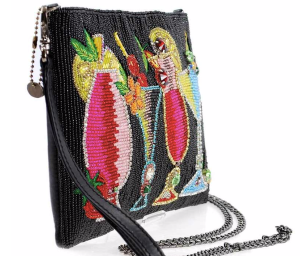 Mary Frances Drinks on Me Embellished Leather Cocktail Theme Handbag