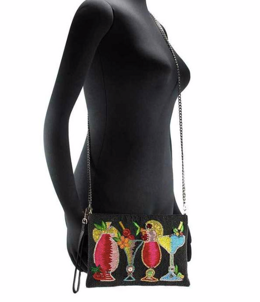 Mary Frances Drinks on Me Embellished Leather Cocktail Theme Handbag