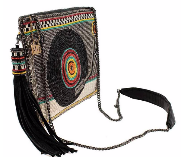 Mary Frances Take A Spin Beaded Record Player Crossbody Handbag