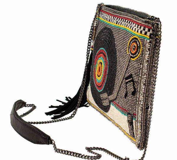 Mary Frances Take A Spin Beaded Record Player Crossbody Handbag
