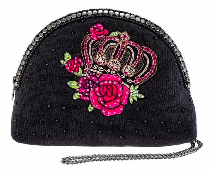 Mary Frances Queen of Everything Beaded Crossbody Makeup Bag