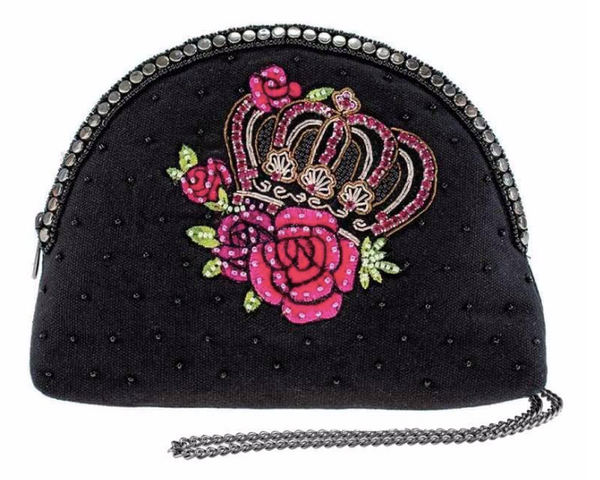 Mary Frances Queen of Everything Beaded Crossbody Makeup Bag