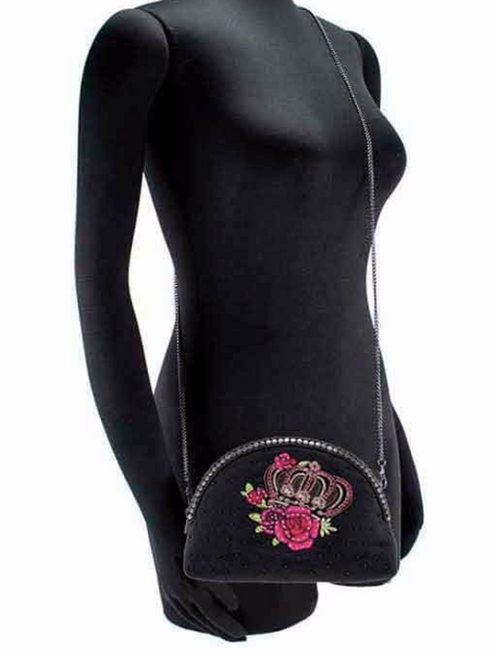 Mary Frances Queen of Everything Beaded Crossbody Makeup Bag