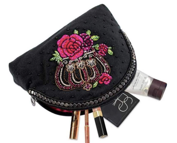 Mary Frances Queen of Everything Beaded Crossbody Makeup Bag