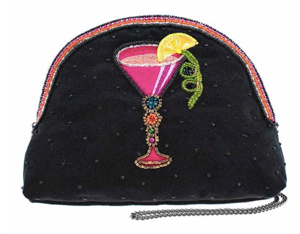 Mary Frances Take a Sip Beaded Crossbody Makeup Bag