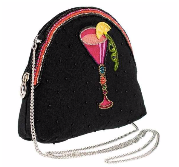Mary Frances Take a Sip Beaded Crossbody Makeup Bag