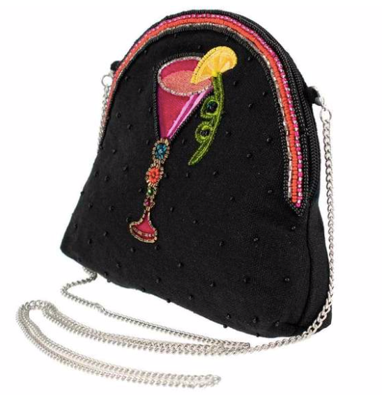 Mary Frances Take a Sip Beaded Crossbody Makeup Bag