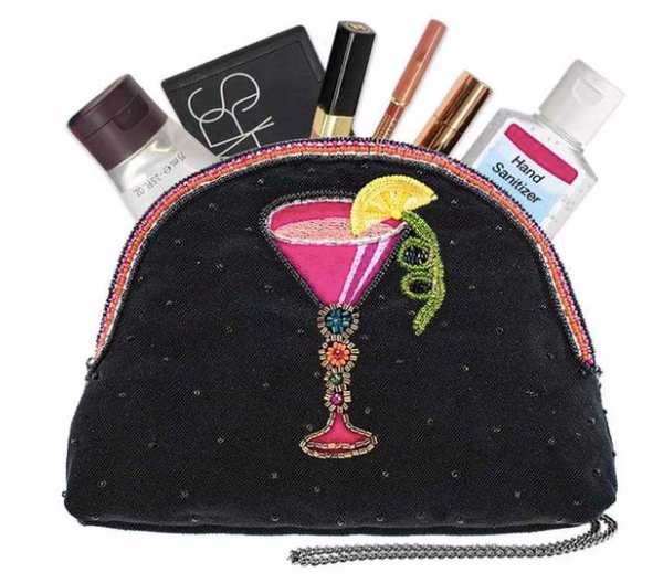 Mary Frances Take a Sip Beaded Crossbody Makeup Bag