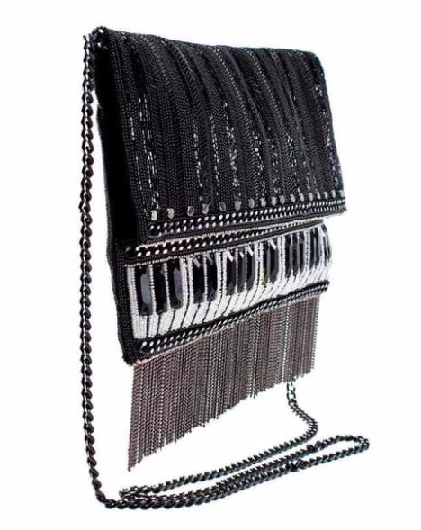 Mary Frances Player Beaded Crossbody Clutch Piano Handbag