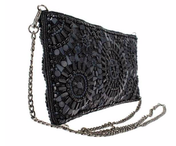 Mary Frances, Circle Up Black Crossbody Clutch