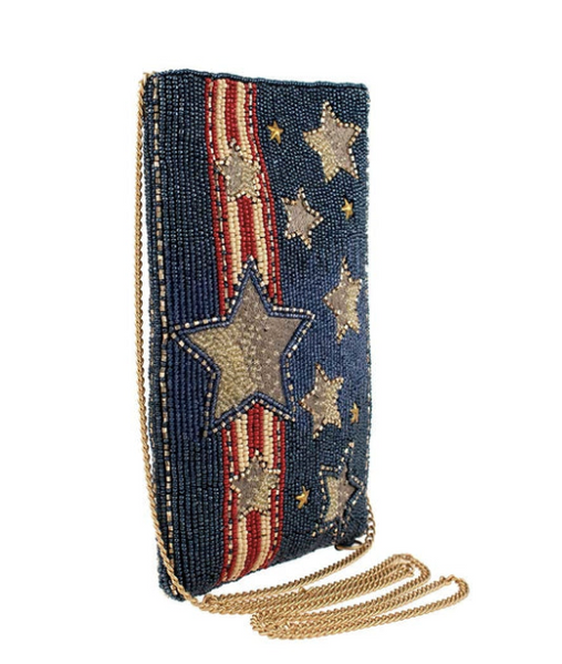 Side View of Mary Frances crossbody phone bag showing strap