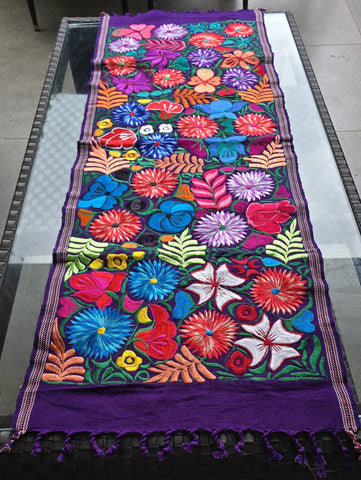 Traditional Mexican (Oaxaca) Table Runner/ Bed Runner Indigo (small)