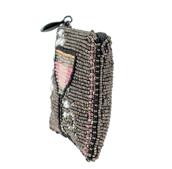 Right side of Mary Frances pink champagne beaded coin purse