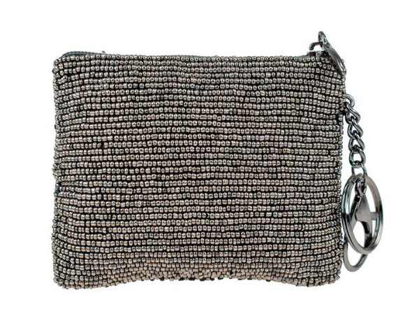 image of the back of Mary Frances pink champagne beaded coin purse
