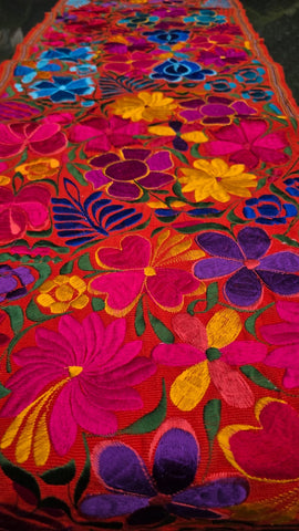 Traditional Mexican/Oaxaca Table Runner/ Bed Runner Orange