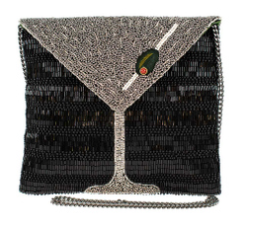 Mary Frances Straight Up, Beaded Martini Crossbody Clutch
