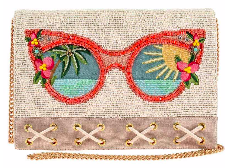 Mary Frances Summer Focus Beaded Sunglasses Crossbody Clutch Handbag