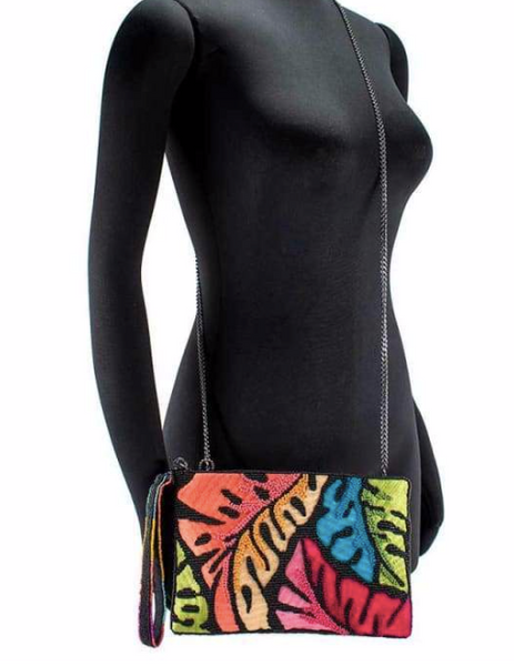 Mary Frances Paradise Beaded Crossbody Clutch Handbag