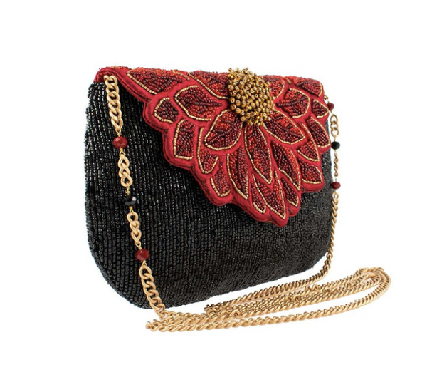 Mary Frances Crimson Bloom Crossbody Handbag