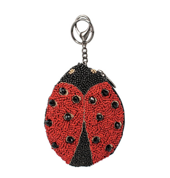 Image showing a beaded coin purse/key fob with a lady bug design by Mary Frances